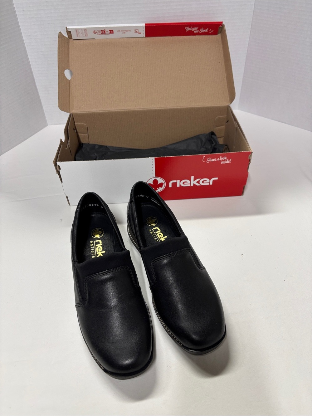 Rieker Black Slip-On Casual Loafers